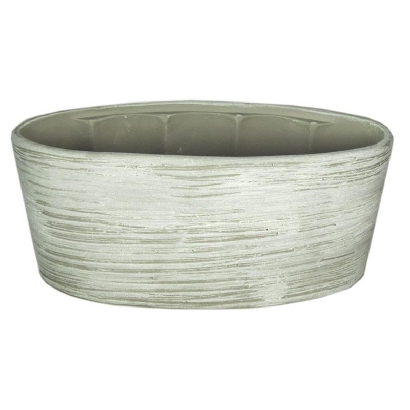 Pot Eef oval 33x15x15cm cement scratch 2x es/12