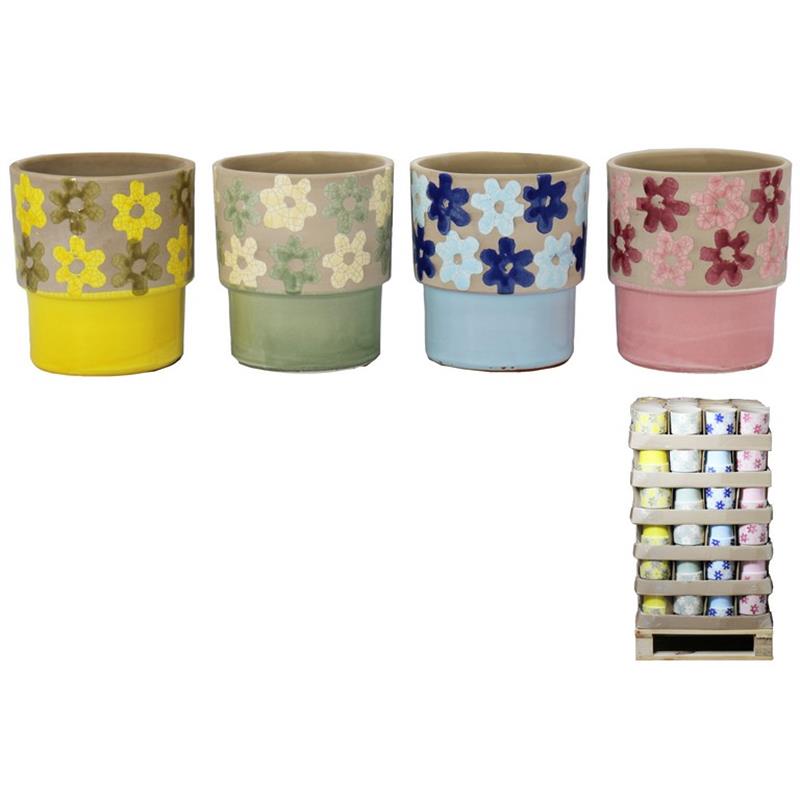 Vase Flo d14 h15cm bleu/green/yellow/rose es/12 display