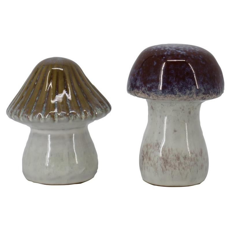 Decoratie Paddenstoel 8.2x8.2x11.9cm 2ass