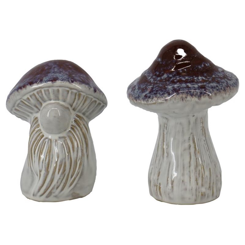 Decoratie Paddenstoel 9.4x9.2x13.2cm 2ass