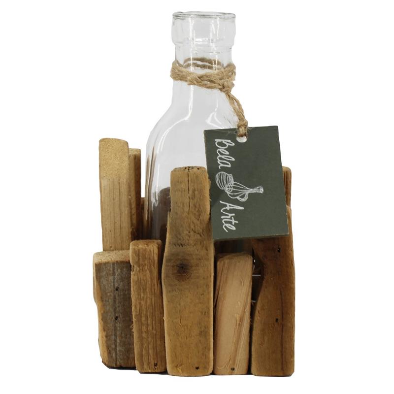 Decoration Bretagne 9x9x15.5cm 1x glass square wood