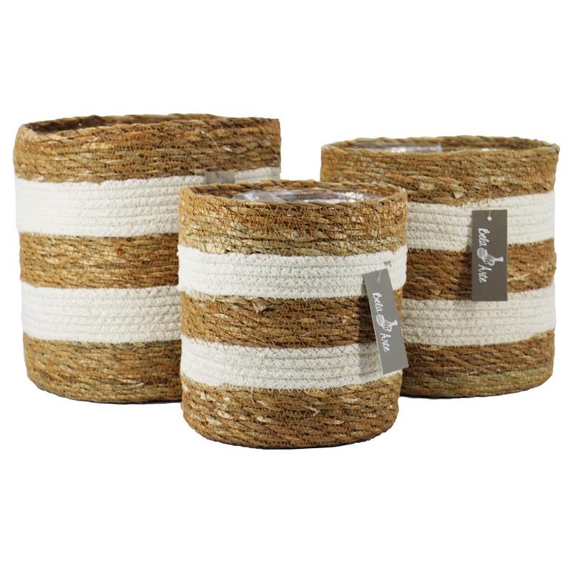 Basket Tales set/3 natural/white