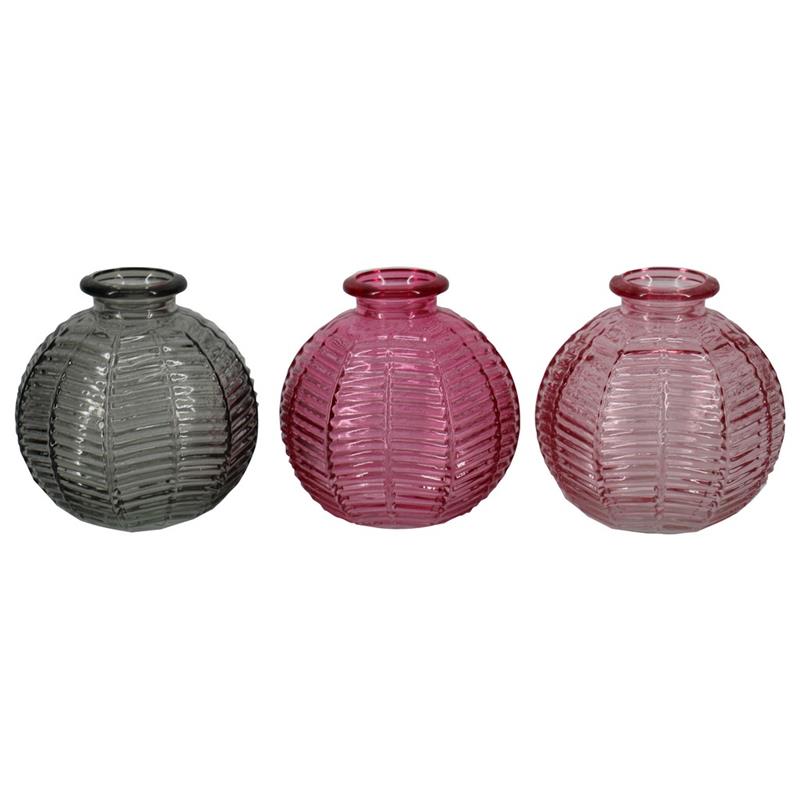 Decorative bottle Linge d8.3 h8.3cm l.pink/d.pink/smoke