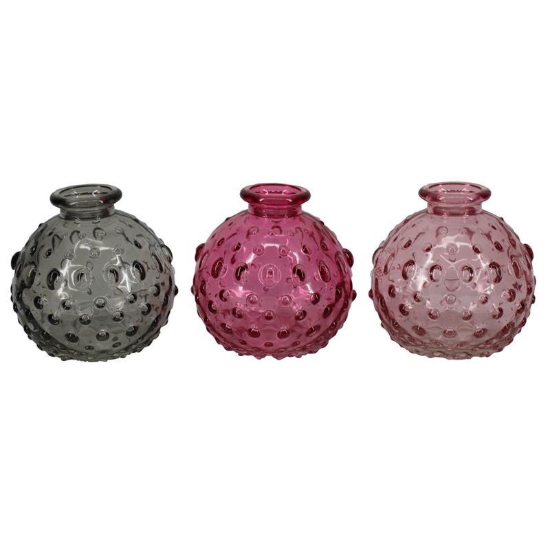 Decorative bottle Schelde d8.5 h8cm l.pink/d.pink/smoke