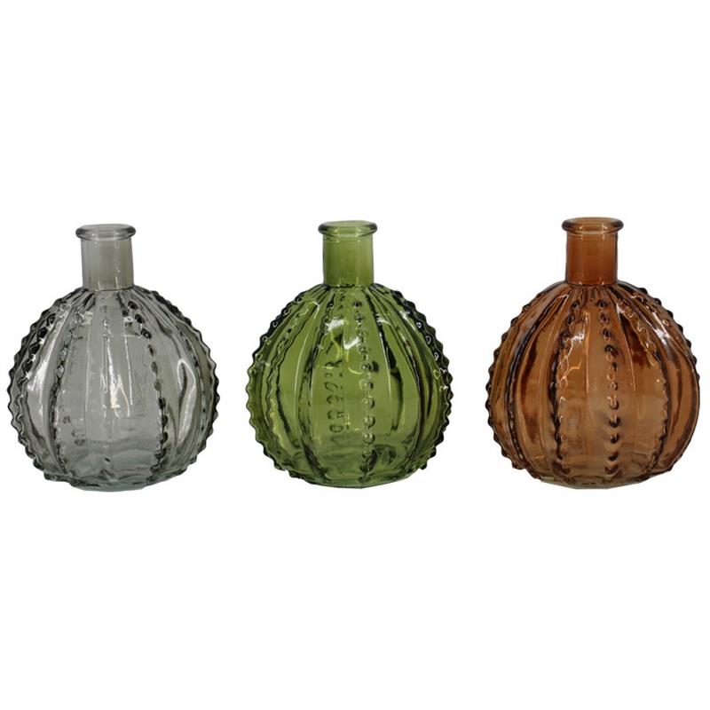 Decorative bottle Lek d10 h12cm green/smoke/amber