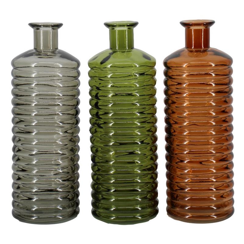 Decorative bottle Zaan d9 h26cm green/smoke/amber