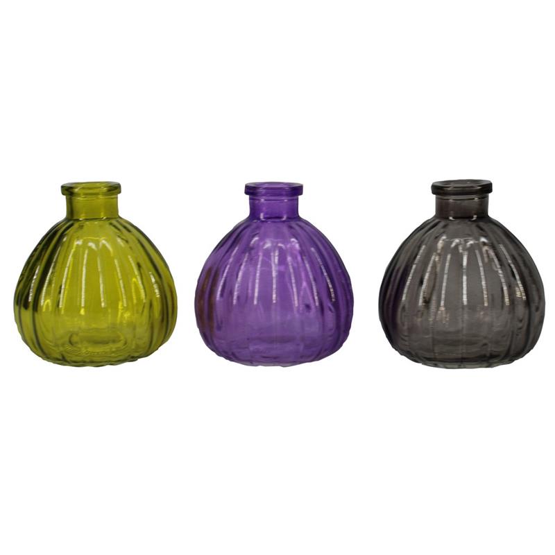Decorative bottle Rhone d3.2/8.5 h9.5cm green/purple/smoke