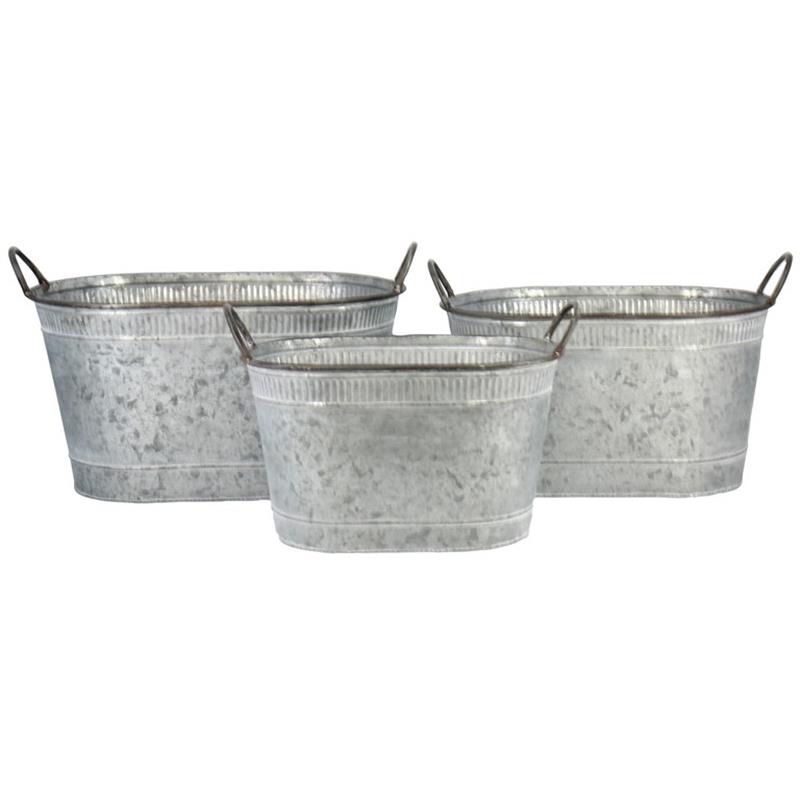 Macetero Salvador oval zinc s/3