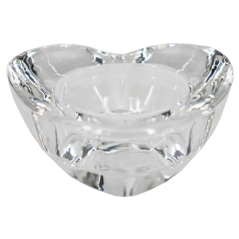 Waxinelichthouder glas hart d7.1 h2.8cm