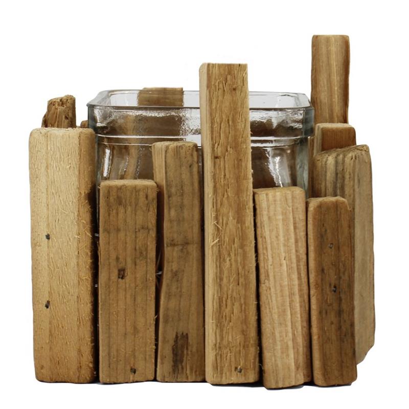 Decoration Bretagne 10.5x10.5x10cm 1x square glass wood