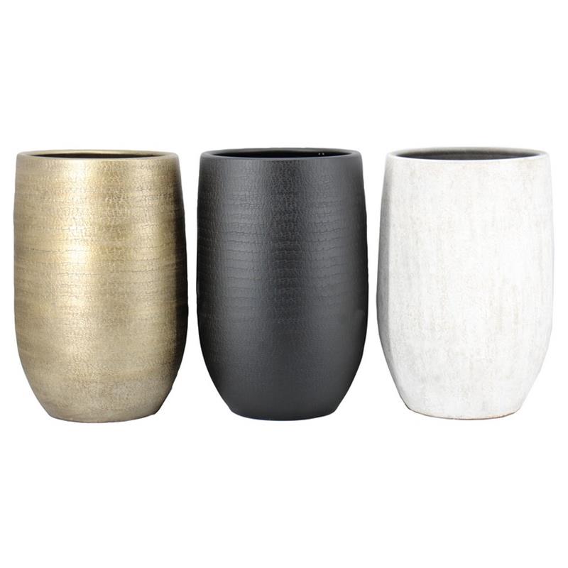 Vase Bora d32 h50cm white/black matte/gold mixpallet
