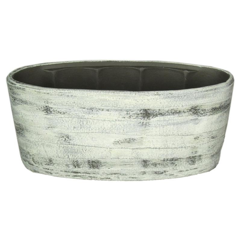 Pot Eef oval 33x15x15cm cement Stripe 2x es/12