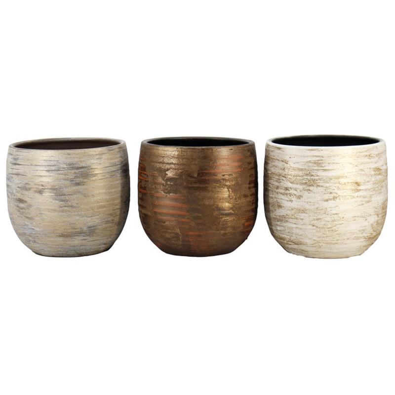 Pot Funchal d34 h32cm gold/brown/white mixpallet