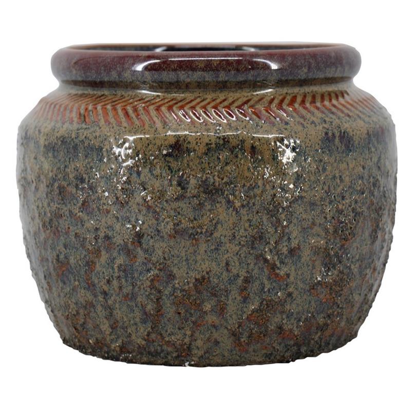 Pot Area d15.5 h12.2cm antraciet/cognac es/10.5