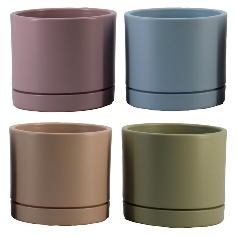 Pot Lynn d13.5 h12cm kaki/pink/blue/ivory matte es/12