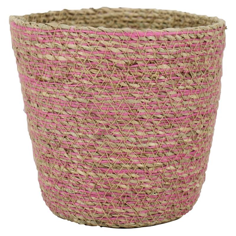 Panier naturel rose d15 h15cm es/14