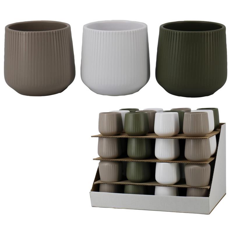 Pot Floris d7/8 h7.5cm gris/vert/blanc mat es/6 showbox