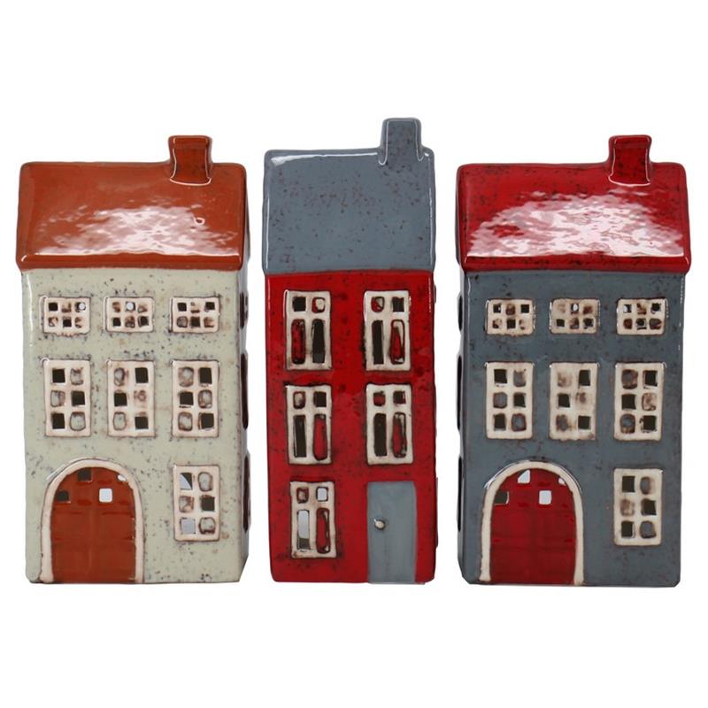 Decoratie Huis 12.8x8.5x24.8cm 3ass