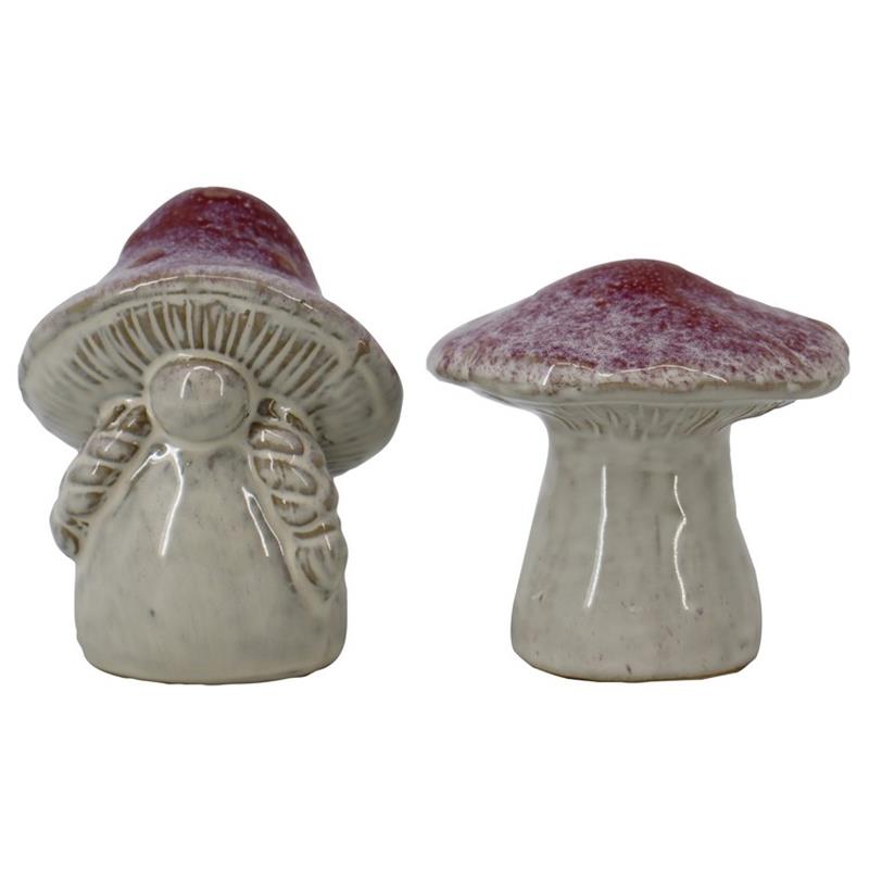 Decoratie Paddenstoel 7.5x6.0x9.2cm 2ass