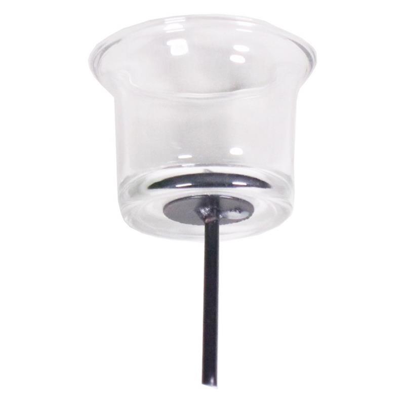 Waxinelicht glas op steker d6.5 h4.5/10cm