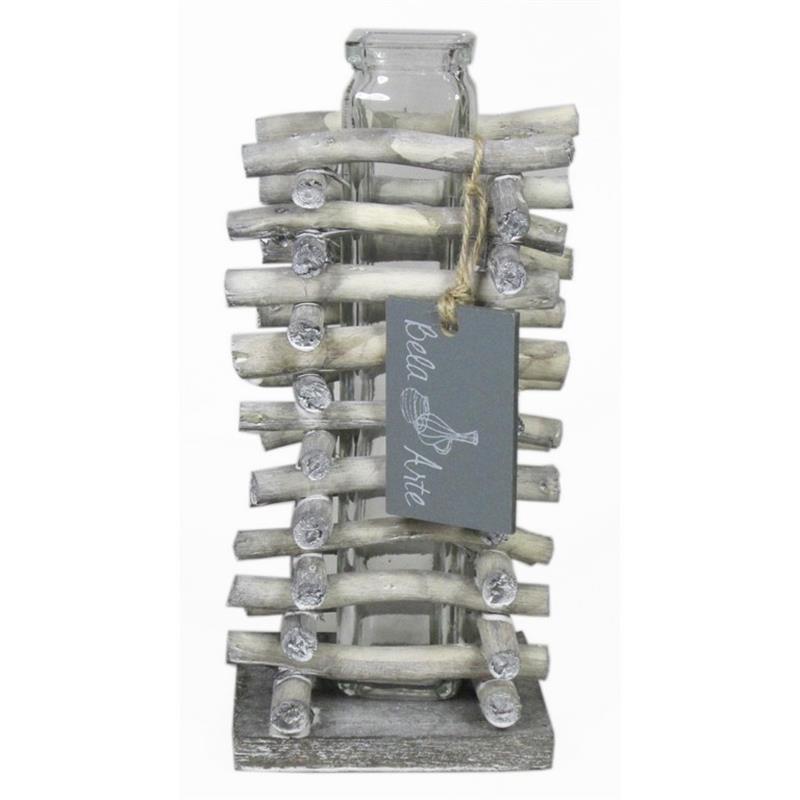 Décoration bois branche d8.5x8.5 h17cm 1x verre