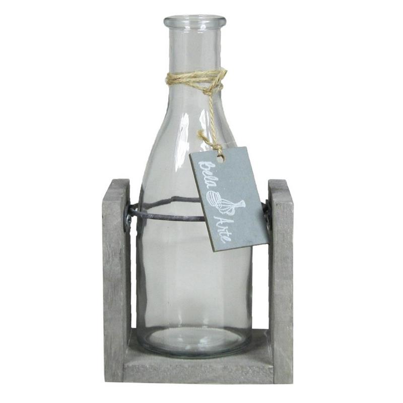 Decoration wood 10x8x20cm grey 1x bottle