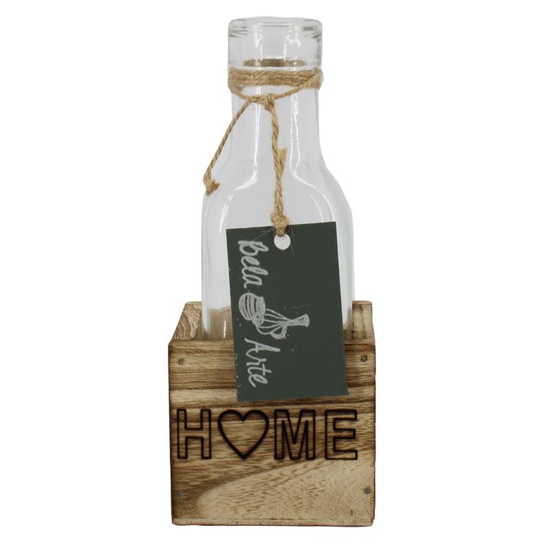 Décoration Home d6.7 h15.5cm 1x verre bois
