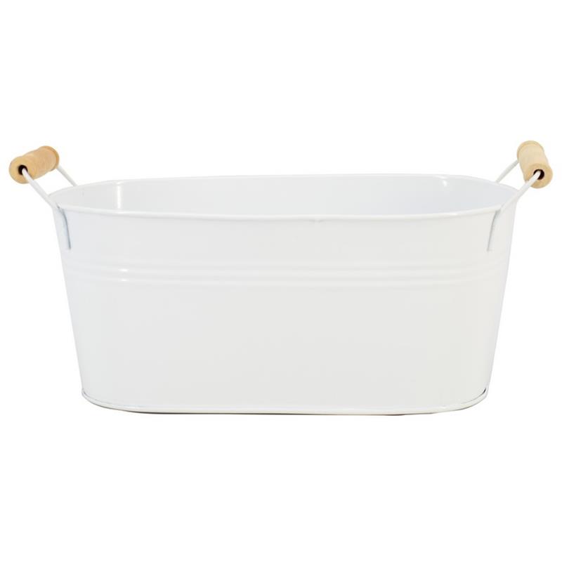 Pot Dresden ovaal zink 26x12.5x11.5cm wit 2x es/12