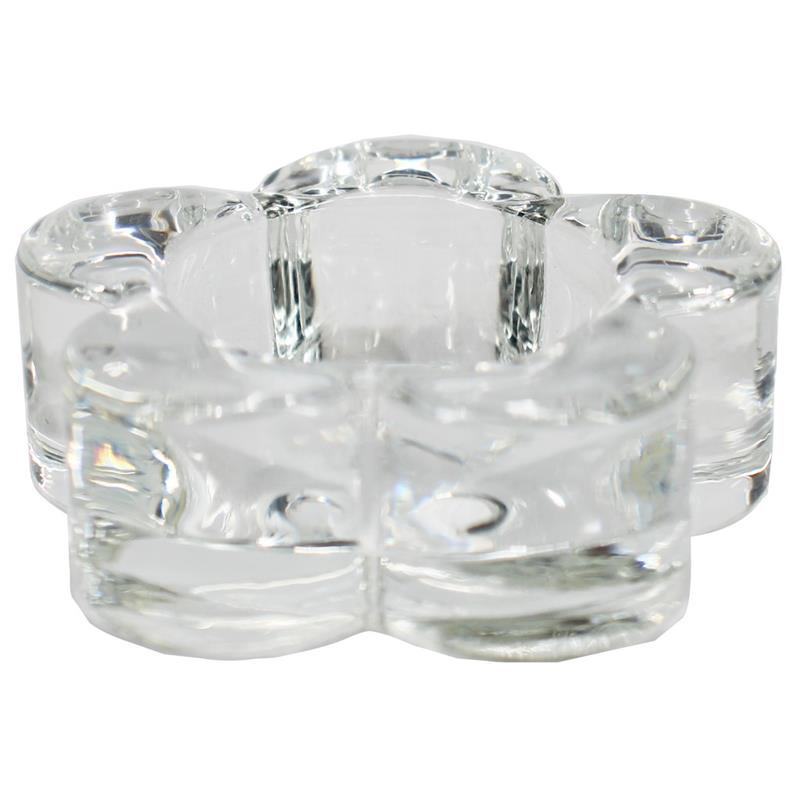Tealight holder glass flower d7.2 h2.5cm