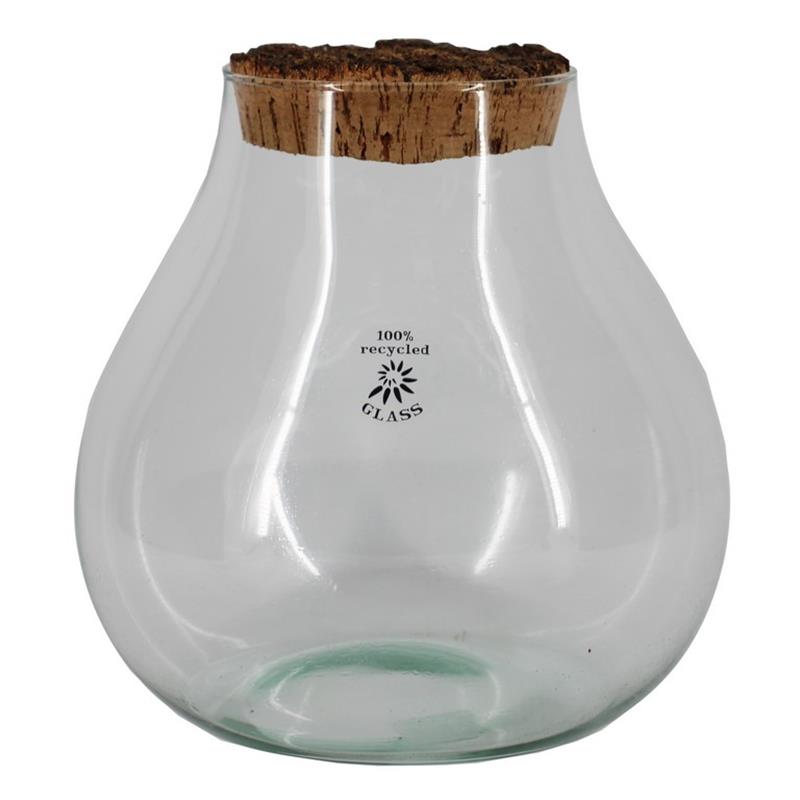 Glas Bijenkorf d12/23 h23cm m/kurk oud