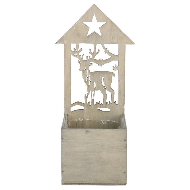 Carré bois avec dos haut chevreuil et étoile L9 x P9.5 x H24