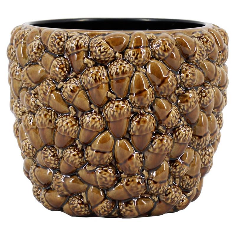 Pot Acorns d16 h14cm brown