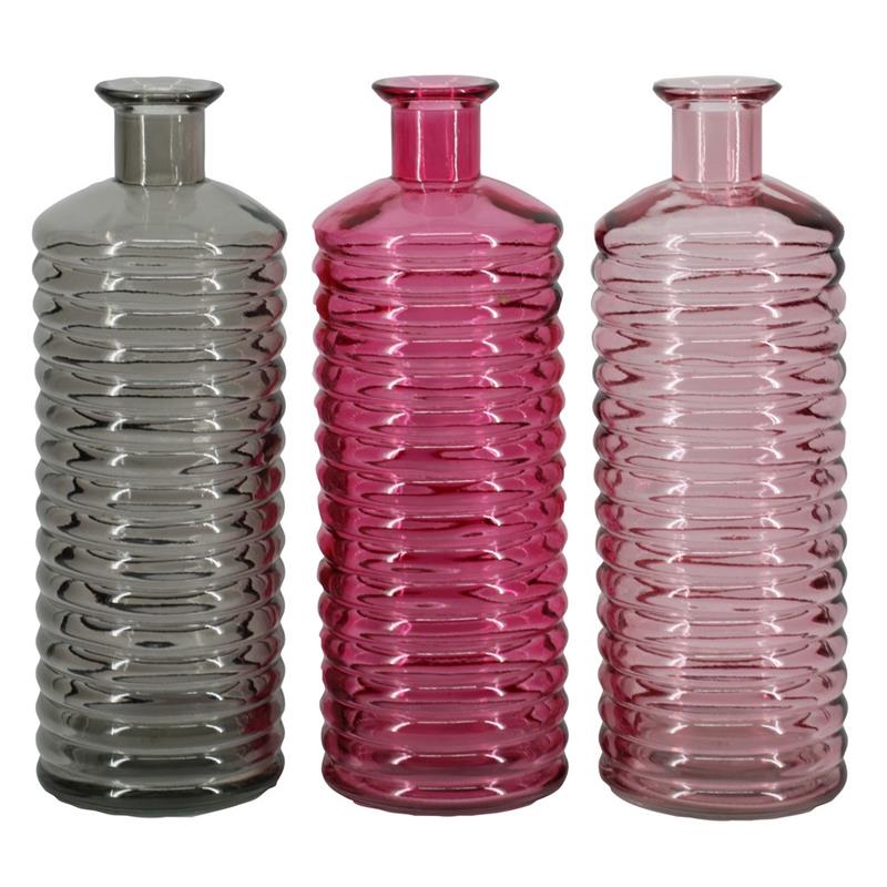 Bouteille décorative Zaan d9 h26cm l.rose/d.rose/smoke