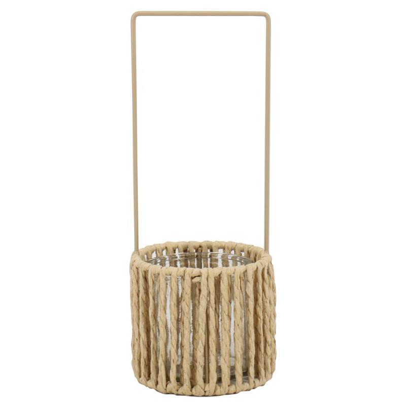 Panier avec anse 1 verre rond, d10 h9/26.5cm naturel