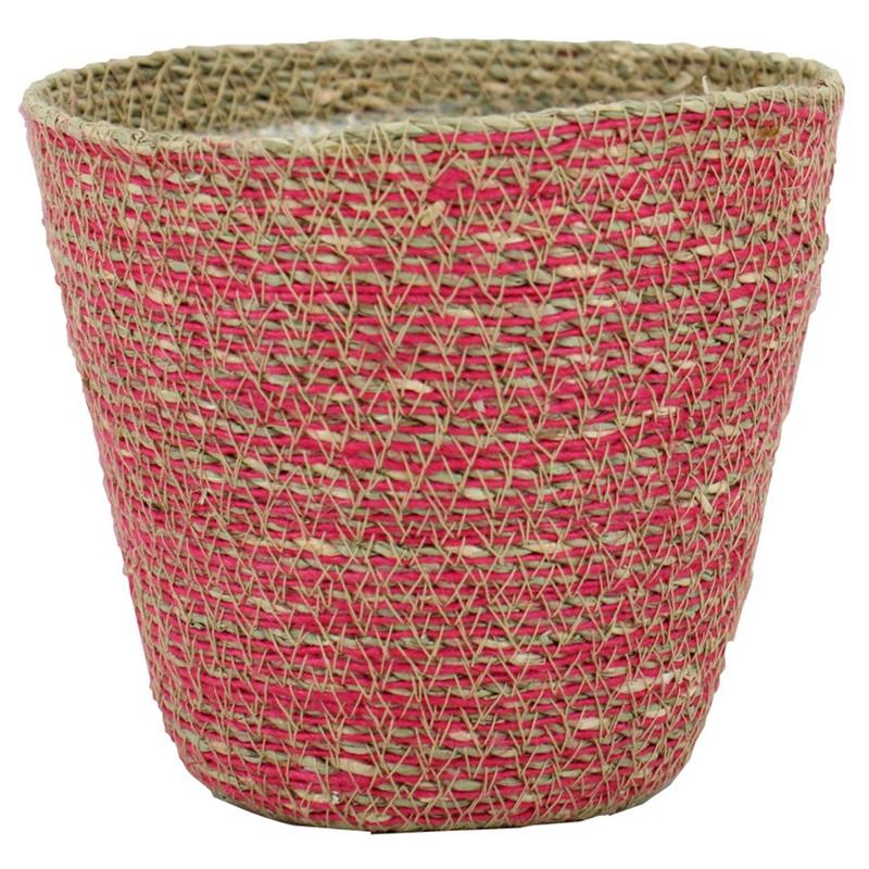 Basket natural pink d19 h19cm es/17