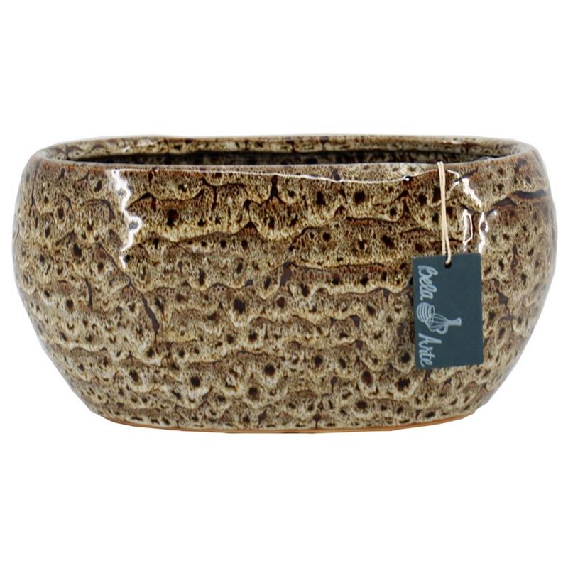 Pot Rijsel ovaal 29x18x14cm bruin 2x es/12