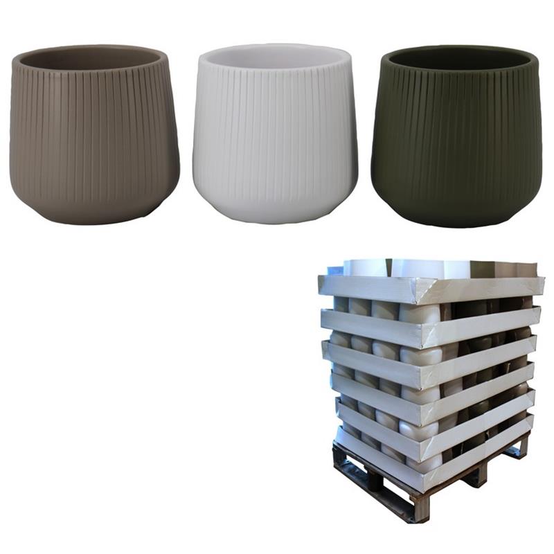 Pot Floris d13/14 h13.5cm grey/green/white matte es/12 1/4pl