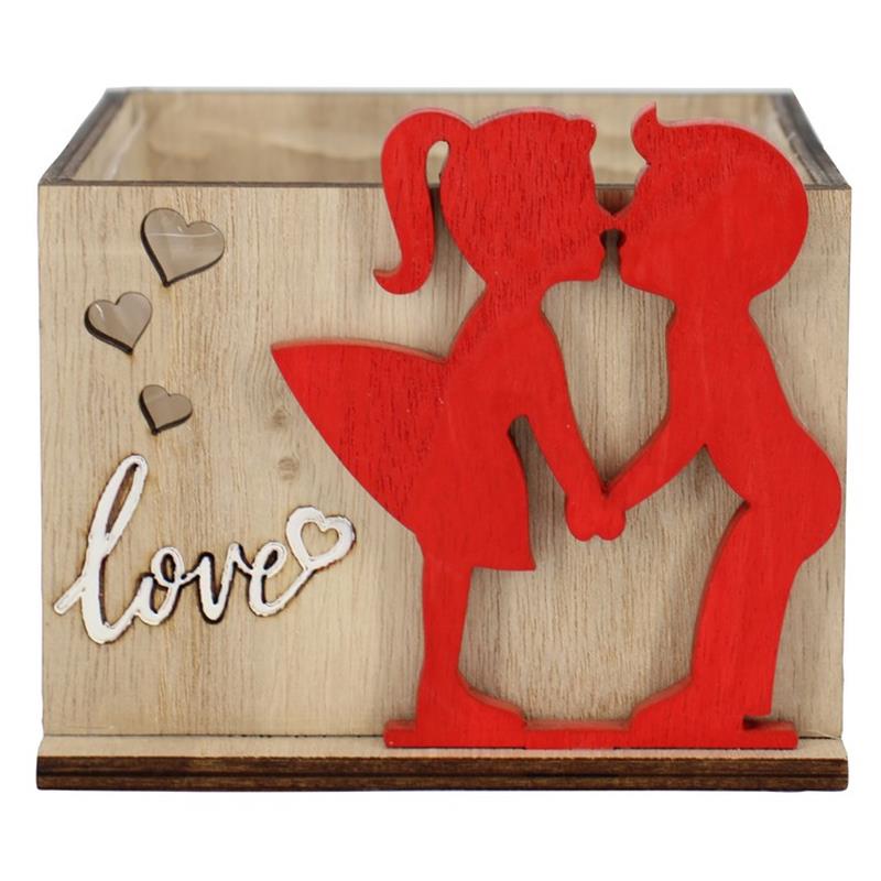 Decoratiebak love 10.4x10.4x8cm hout
