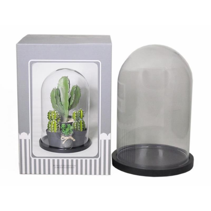 Glasglocke auf Tablett schwarz D15/17.5 H24/25Zm (showbox)