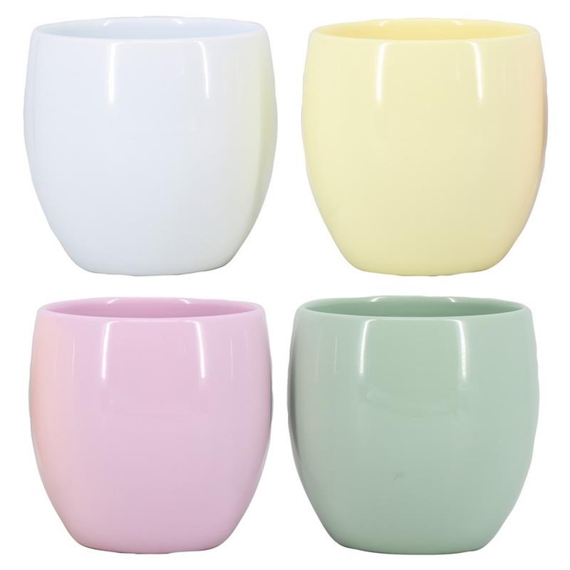 Pot Amy d12.5/13.5 h13.3cm wit/geel/roze/groen es/12 1/4plt