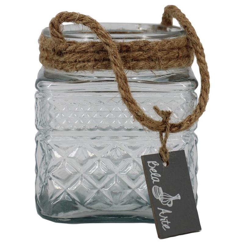 Glas vierkant Scratch m/touw d11 h13cm