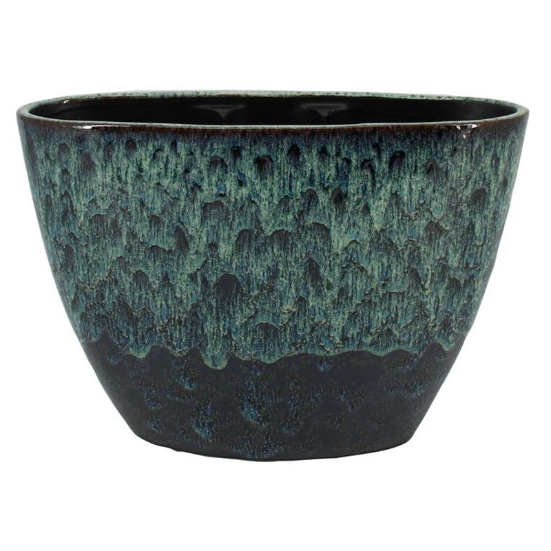 Pot Mason ovaal 32x15x22cm zwart/blauw 2x es/12