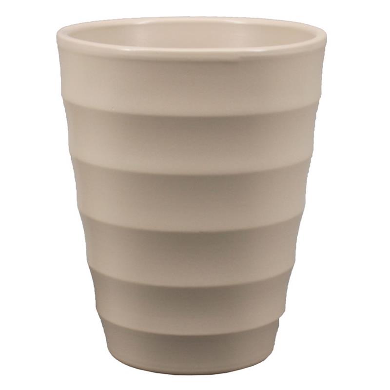 Vase Ribbed d14 h17cm grey matte es/12