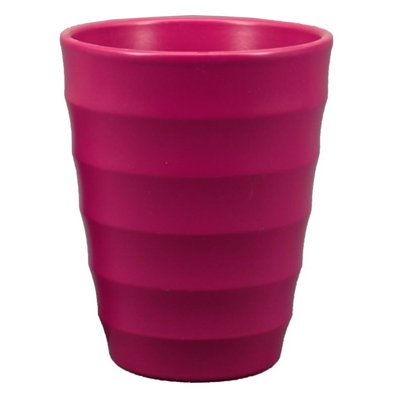 Vase Ribbed d14 h17cm fuchsia matte es/12