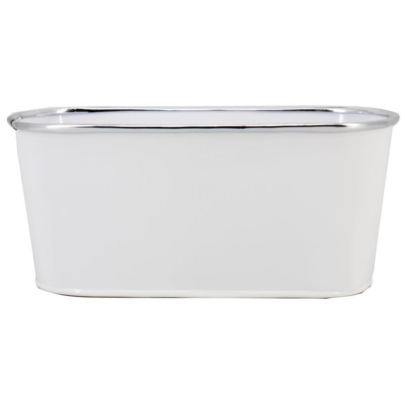 Pot Lucie ovaal zink 21x12.5x9.5cm wit 2x es/9