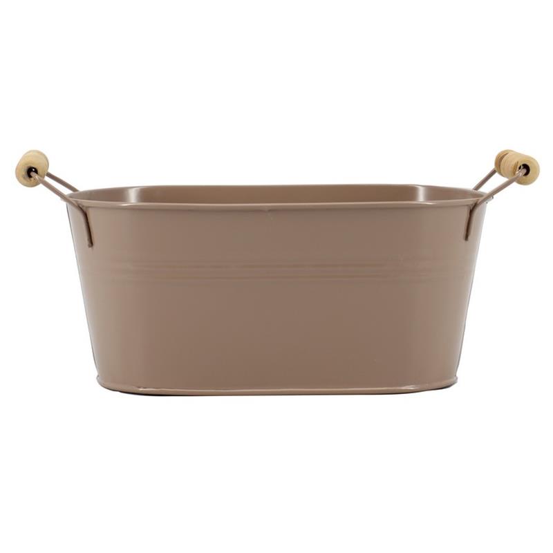 Pot Dresden ovaal zink 26x12.5x11.5cm taupe mat 2x es/12