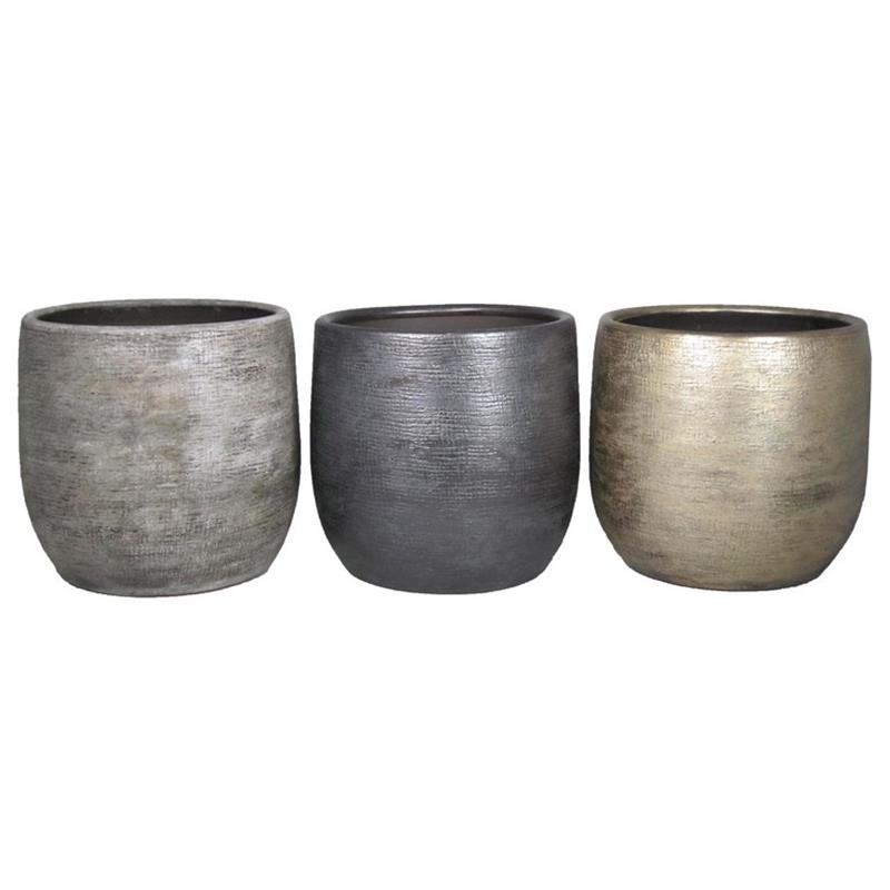 Pot Mira d34 h31cm ind.wit/zwart/goud mixpallet
