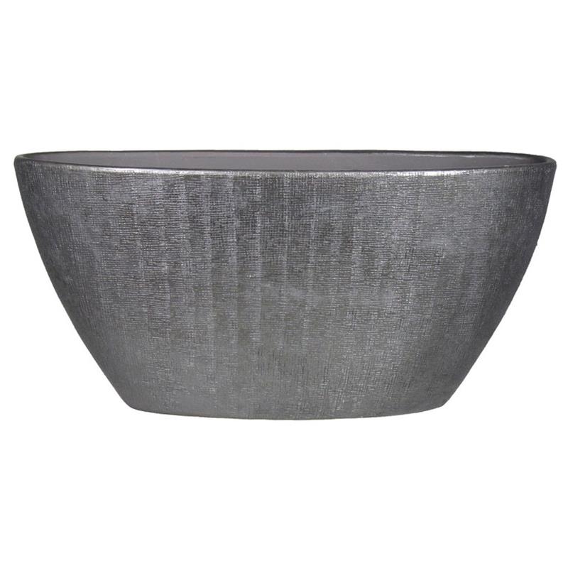 Pot Mira ovaal 73x17x36cm industrieel zwart