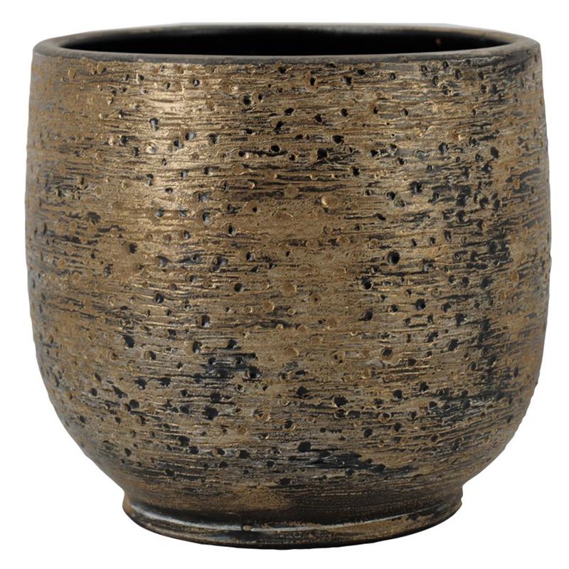Macetero Aveiro d16 a14cm oro marrón