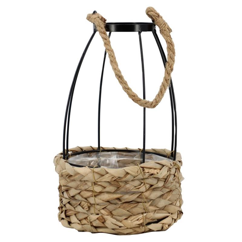 Planter round d18 h8.5/28cm basket/frame